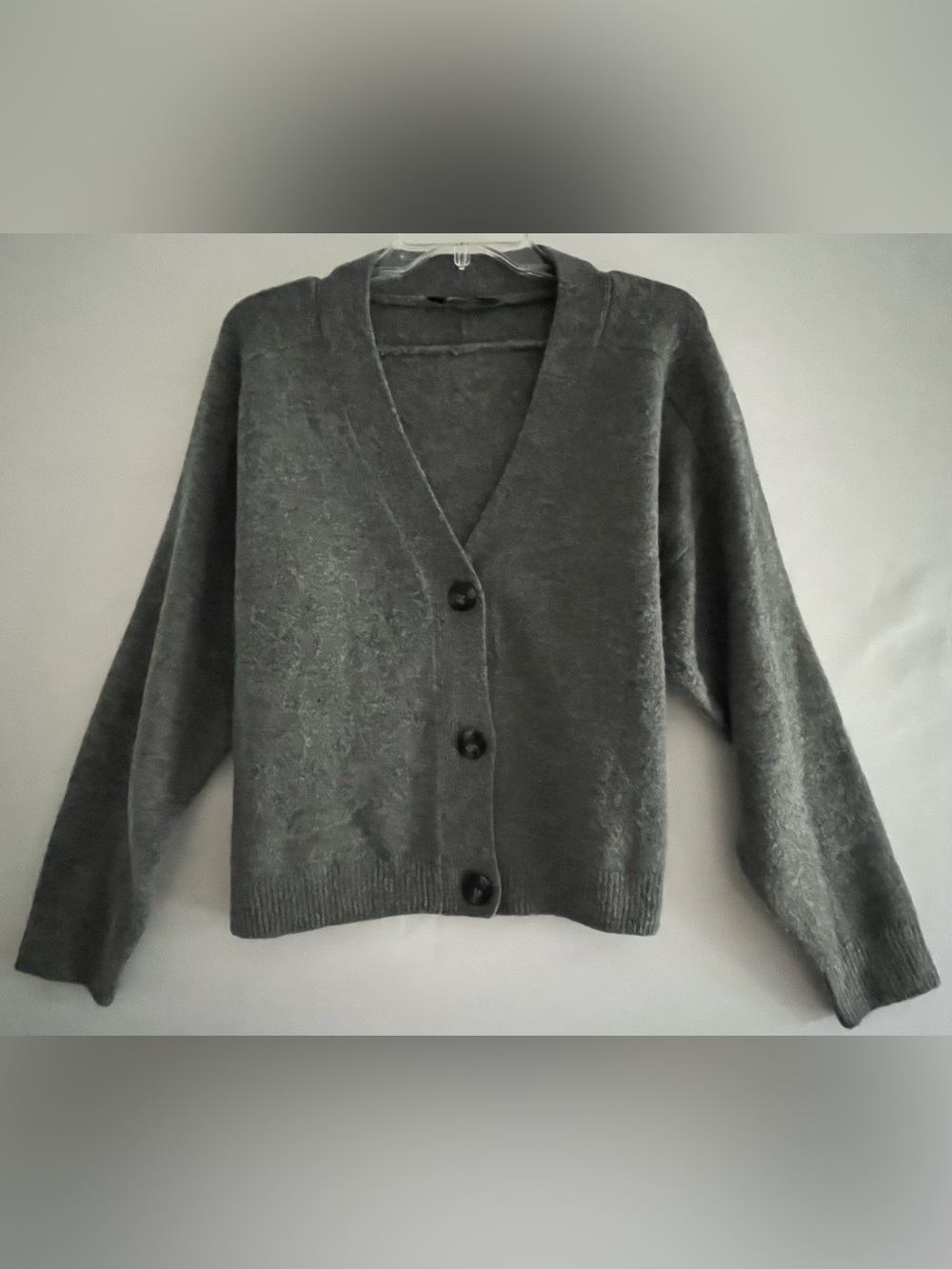 Denver Hayes // Grey Soft Knit Button Front Cardigan Small